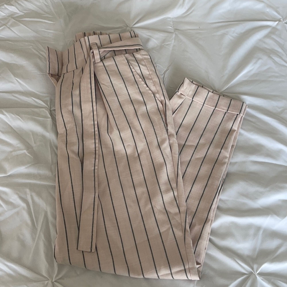 Ankle Crop High Waisted Chino Pants